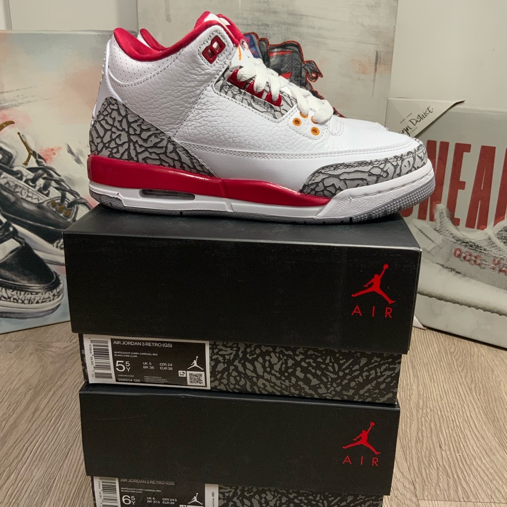 Air Jordan 3 Retro Cardinal Red GS 2022 Size 6.5Y/8W
